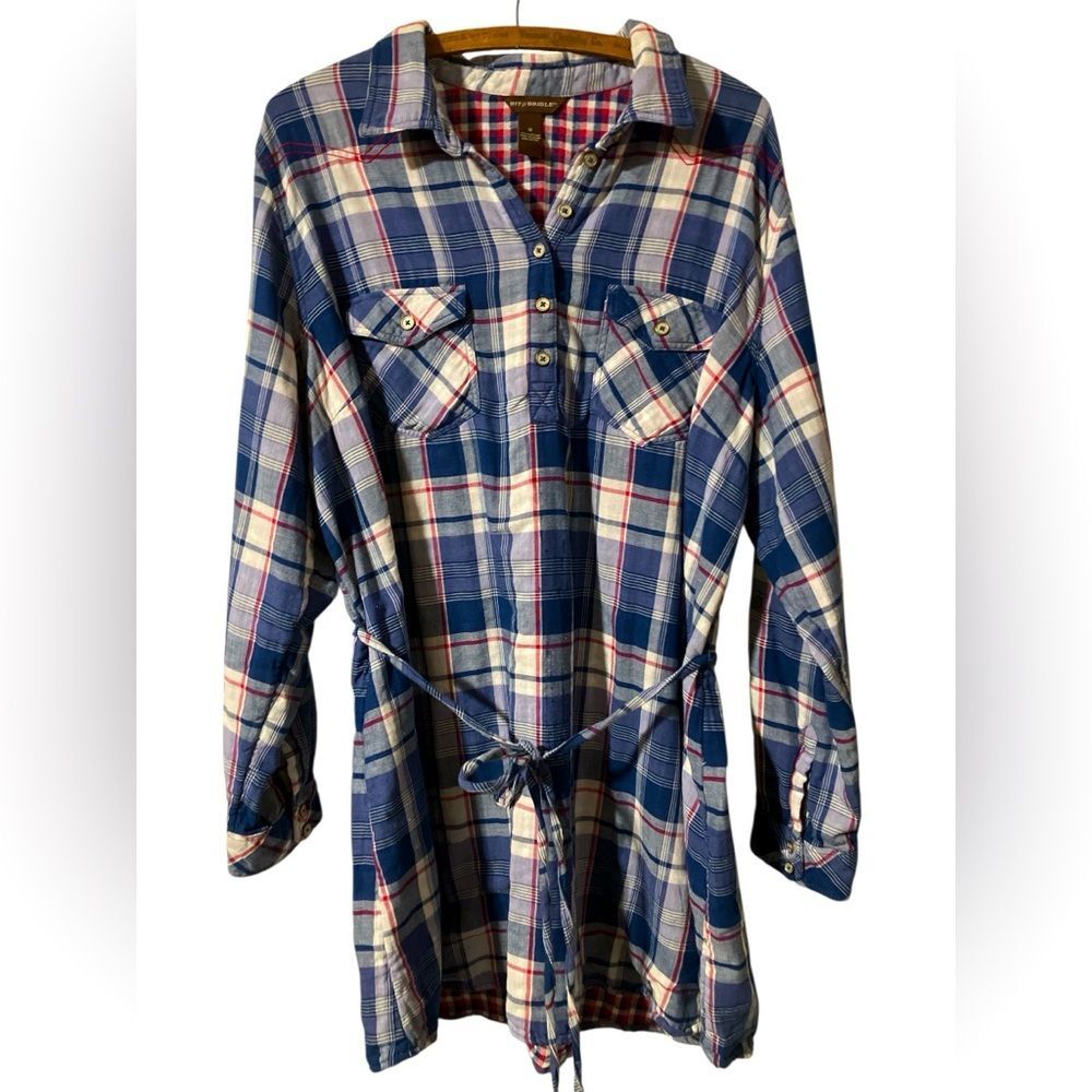 Bit and Bridle Tunic Size 1X Cotton Western Plaid Fall